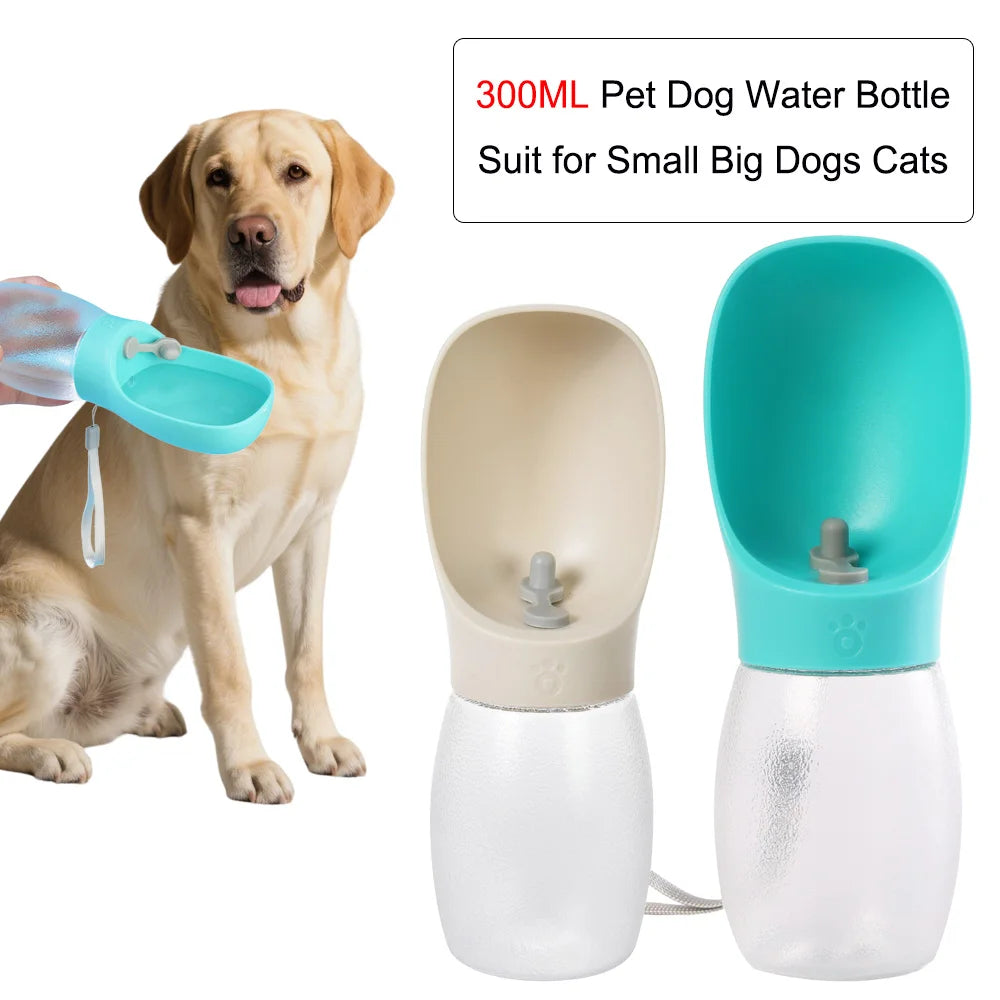 Botella de agua portátil con bebedero para perros y gatos 300 ml y 500 ml