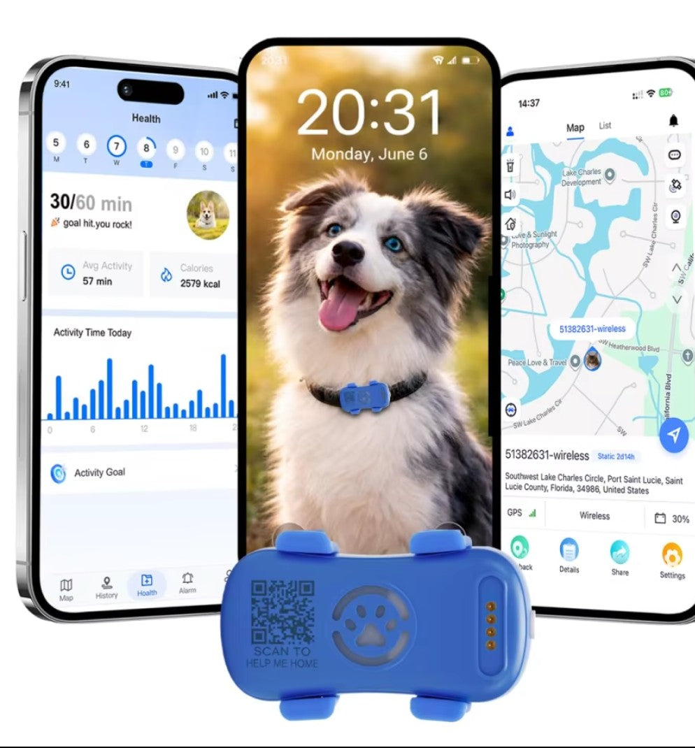 Localizador universal para mascotas anti extravío con carga USB.